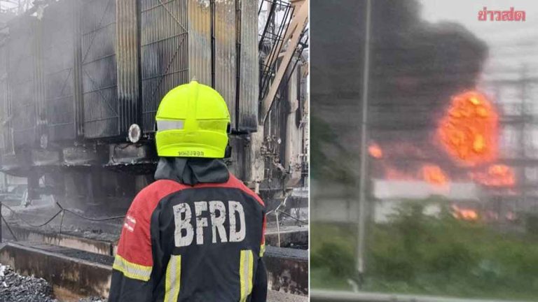 曼谷變電站起火爆炸 暴雨中緊急處置
